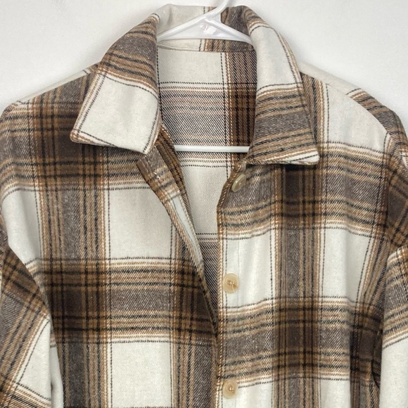 SHEIN Lune Plaid Drop Shoulder Coat Shacket Button Down Jacket - Size 4 - Picture 7 of 15